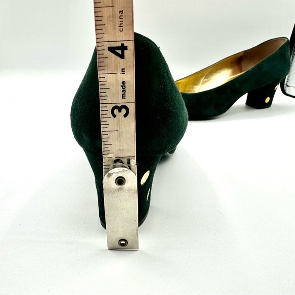 BRUNO MAGLI GREEN LEATJER PUMP 80s VINTAGE HEELS BLOCK HEELS CHUNKY HEELS 38.5 - Picture 8 of 12